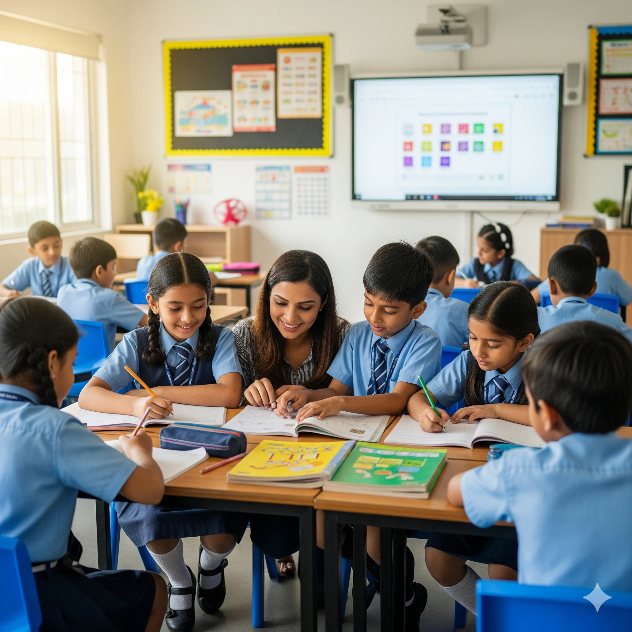 Students studying in classroom